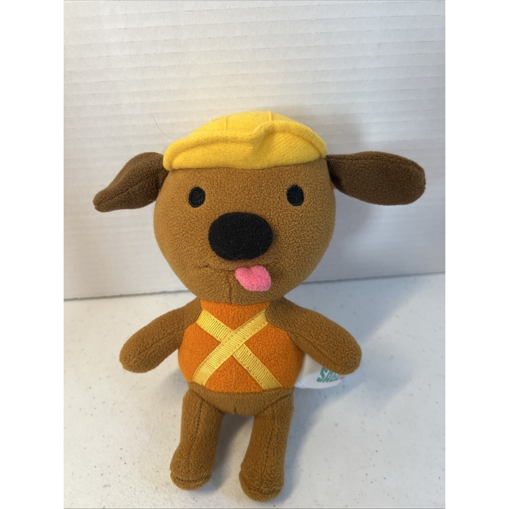Sago Mini Plush Harvey Brown Puppy Dog 8" Construction Hard Hat Vest 2017
